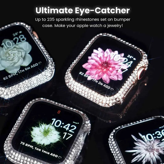 Rhinestone Apple Watch Case with Screen Protector, Series 1-11 & SE