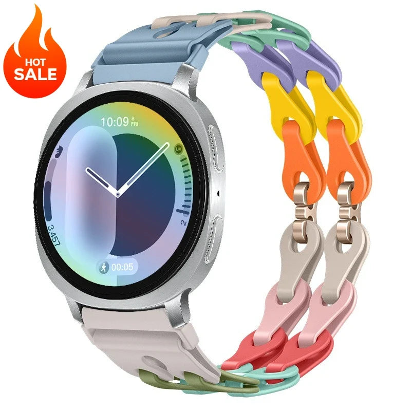 Samsung Galaxy Silicone Chain Watch Band – Watch8/Watch8 Classic/Watch9/Ultra/Ultra2 Multi