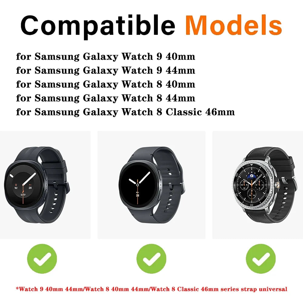 Silicone Strap for Galaxy Watch 8 & 9 40/44mm, 8 Classic 46mm