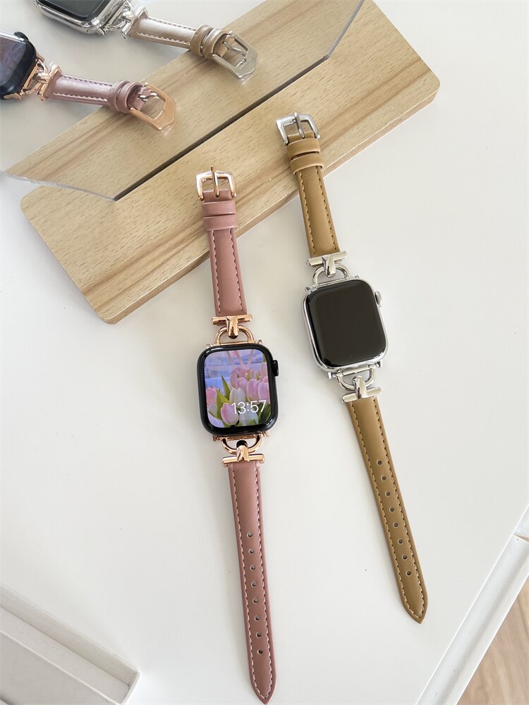 Apple Watch Leather Slim Strap Series 11/10/9/8/7/6/5/4/ SE / Ultra 1/2/3