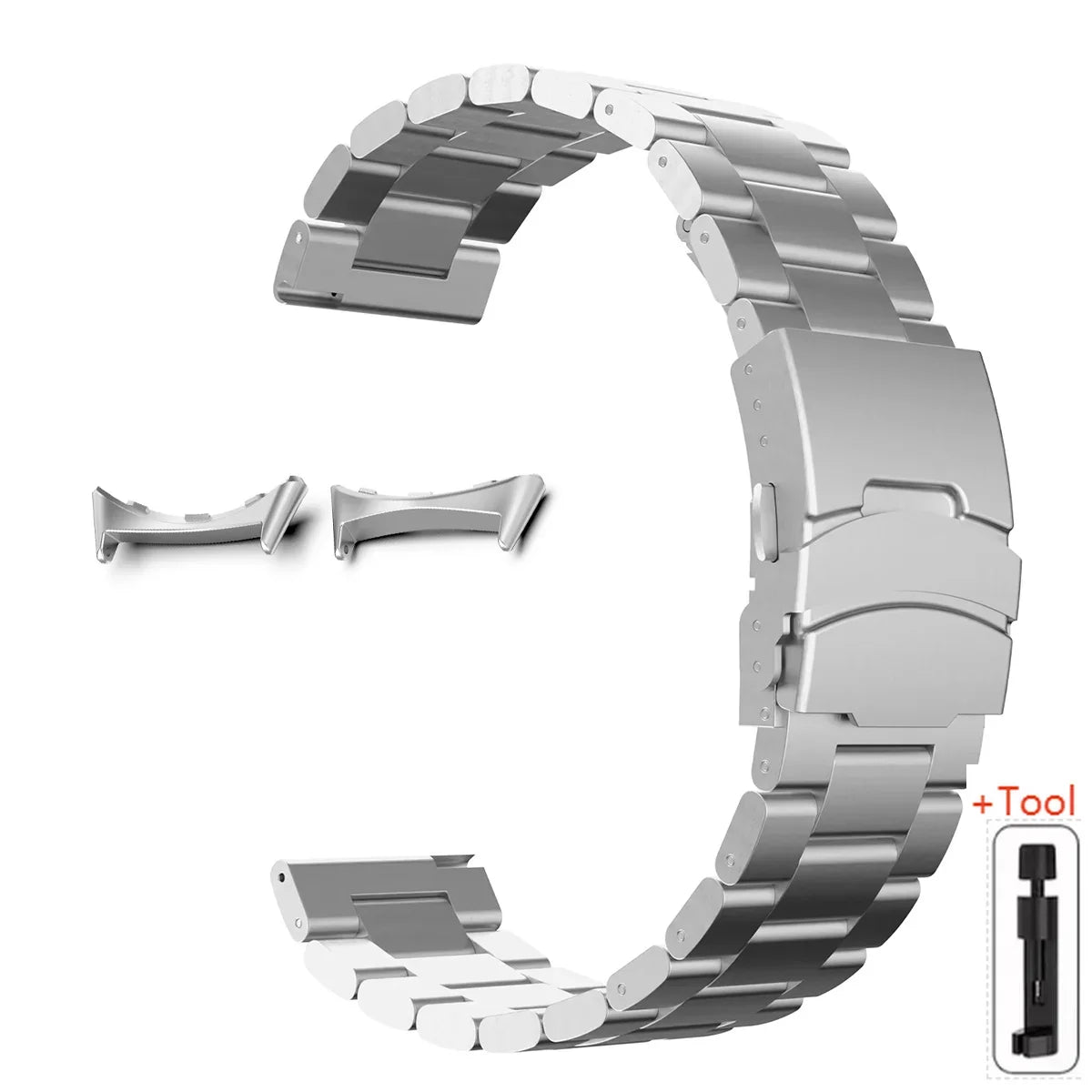 Google Pixel Watch 5, 4 & 3 45mm Titanium Link Band, Safety Clasp