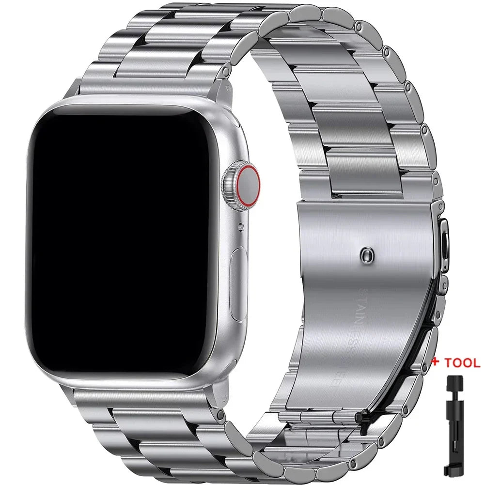 Stainless Steel Apple Watch Band – Metal Bracelet | Series 11/10/9/8/7/6/SE & Ultra 1/2/3 | 38–49mm