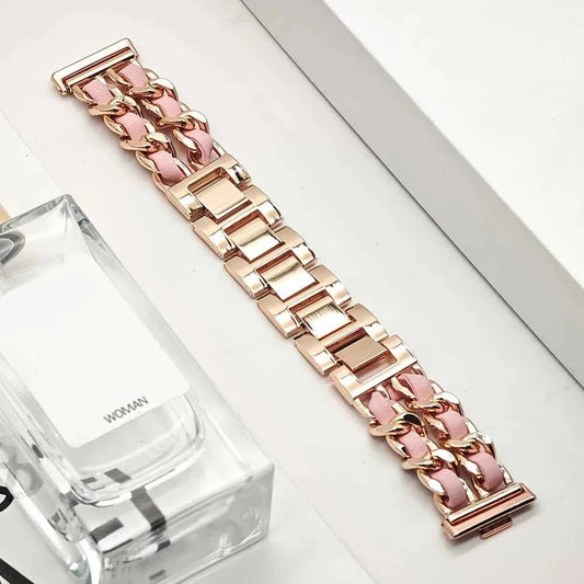 Leather & Metal Watch Band for Huawei Watch Fit 4 / 4 Pro / Fit 3 / Fit 2 / Fit 1 – Women's Steel Bracelet