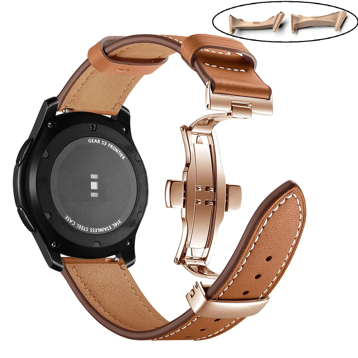 Google Pixel Watch 5, 4 & 3 45mm Leather Band, Butterfly Clasp