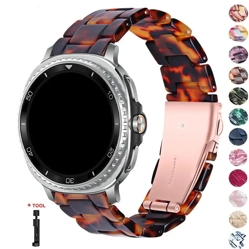 Samsung Galaxy Resin Link Watch Band - Tortoise Women Watch8/Watch8 Classic/Watch9 Ultra/Ultra2