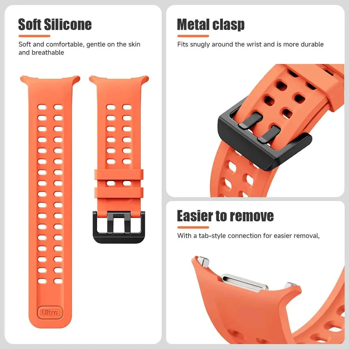 Silicone Sport Band for Samsung Galaxy Watch Ultra 2 & Ultra 2025 47mm | Replacement Strap