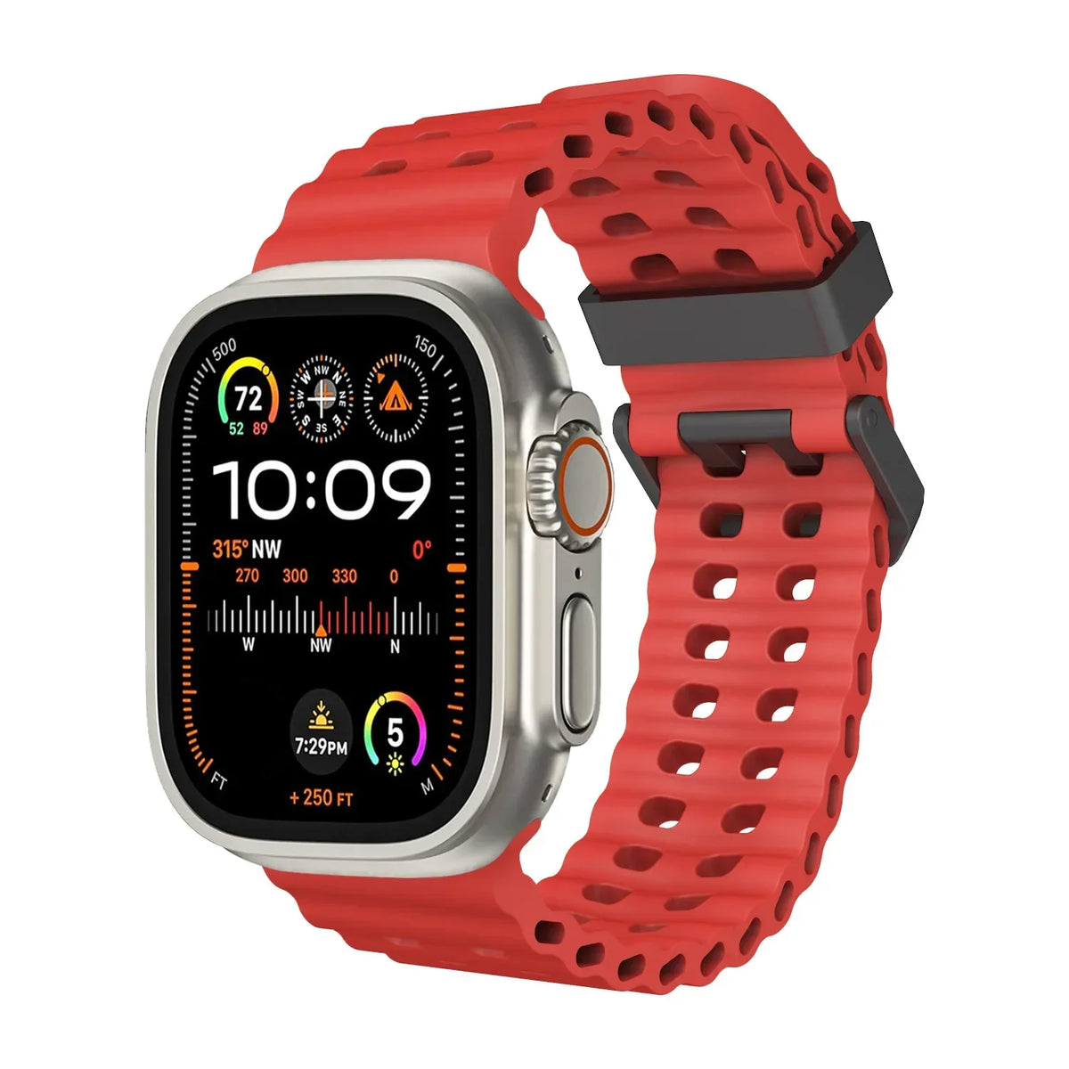 Ocean Sport Silicone Strap for Apple Watch Ultra 1/2/3 49mm – Series 11/10/9/8/7/6/SE/5 46/45/44/42mm
