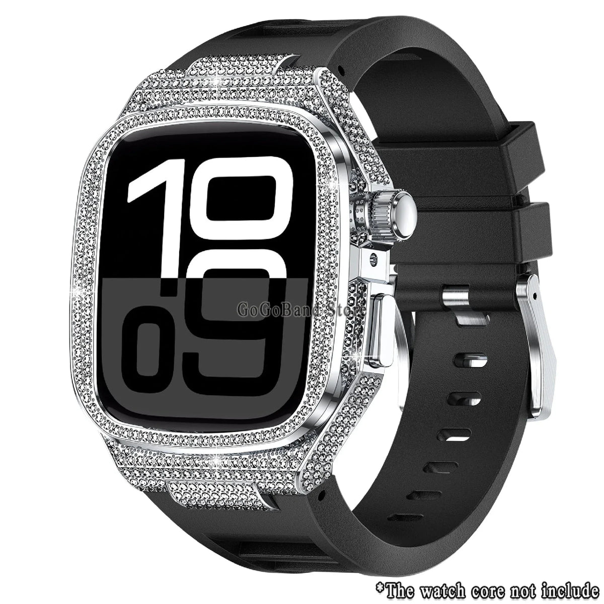Diamond Case + Silicone Band Luxury Kit for Apple Watch Series 10 46mm / Series 9/8/7 45mm / Series 6/SE/5/4 44mm