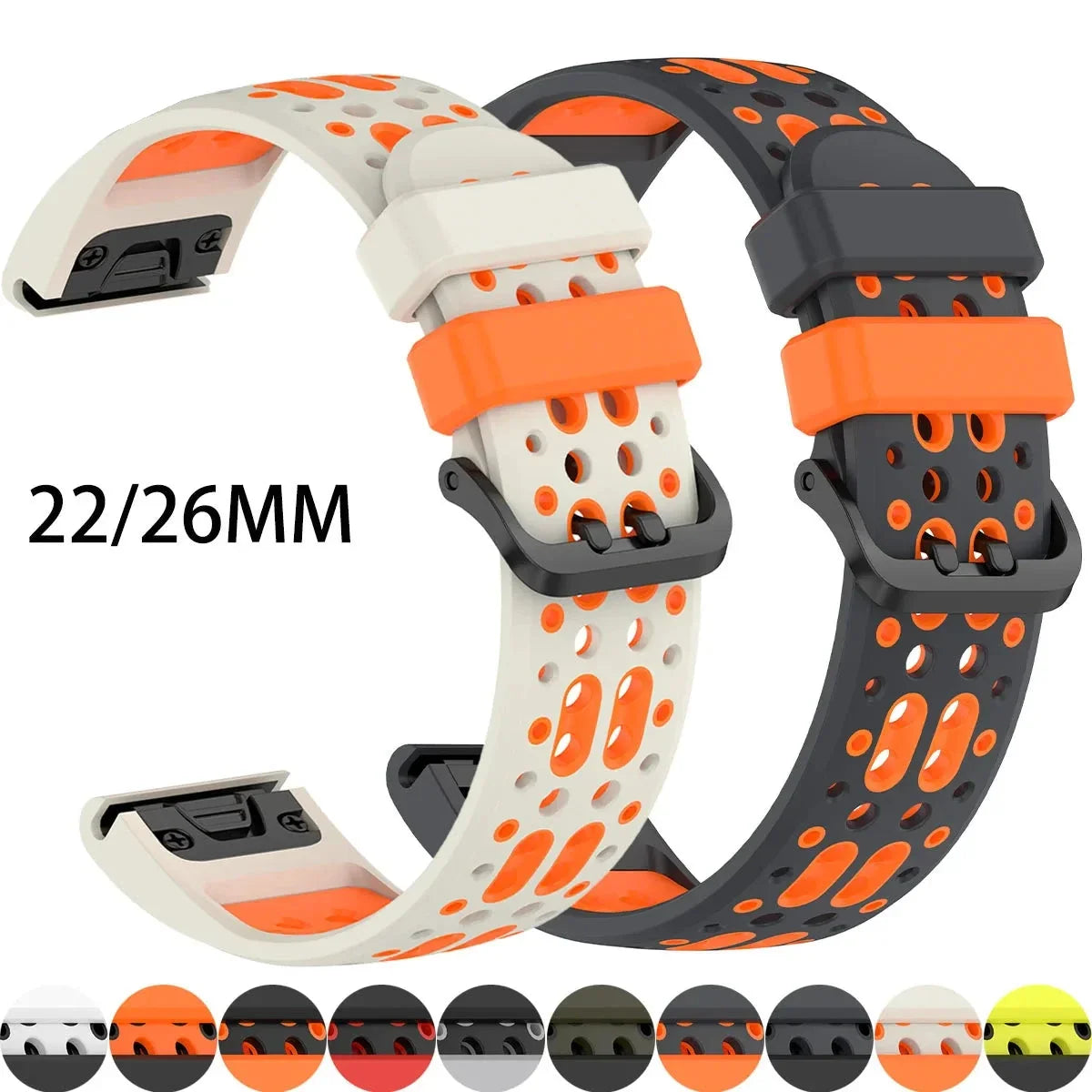 Garmin QuickFit 22/26mm Flexible Two-Tone Vented Silicone Band