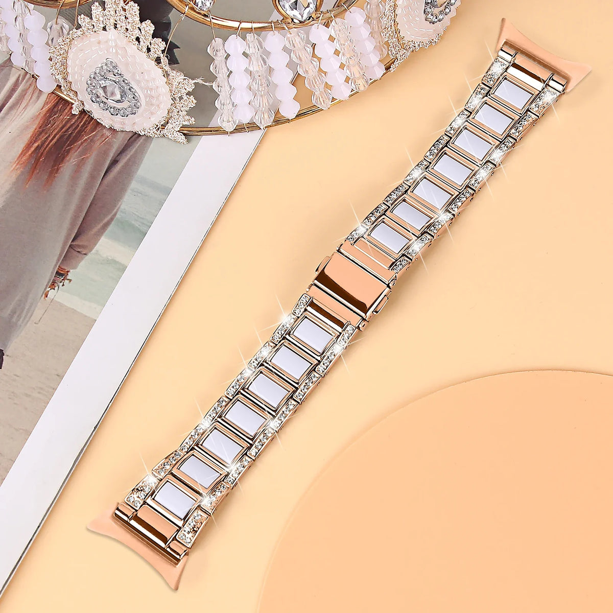 Google Pixel Watch 5, 4 & 3 41mm Resin Inlay Link Bracelet Band