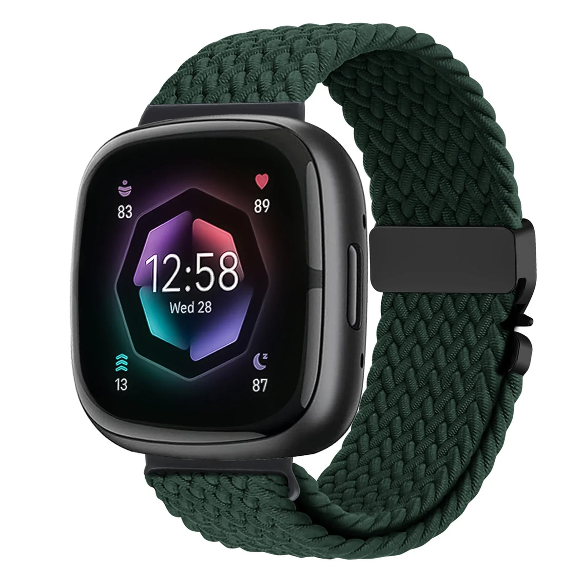 Fitbit Versa 4, Versa 3, Sense 2 & Sense Braided Band, Parachute Clip