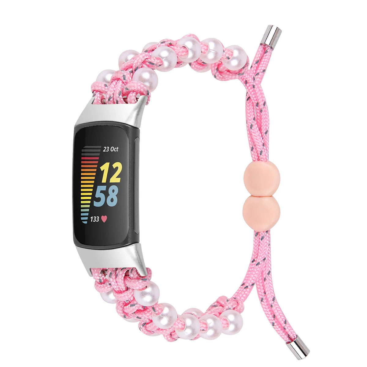 Fitbit Charge 6, 5, 4, 3 & 2 Braided Rope Band with Pearl-Style Beads