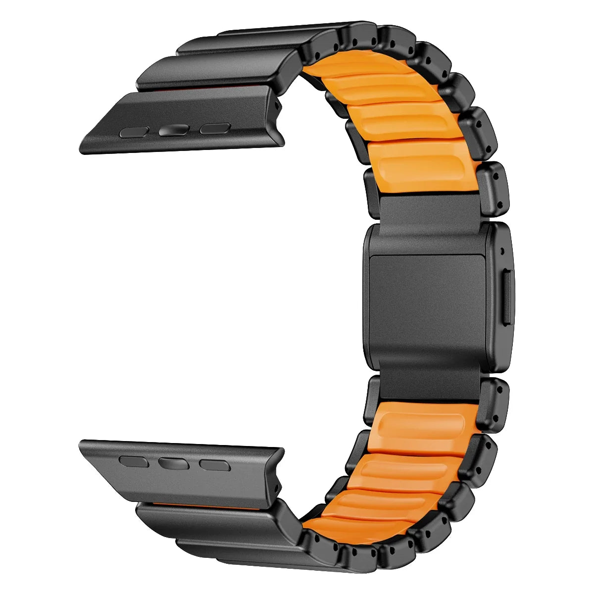 Stainless Steel + Silicone Magnetic Apple Watch Band – Series 11/10/9/8/7/6/SE & Ultra 1/2/3 | 44–49mm