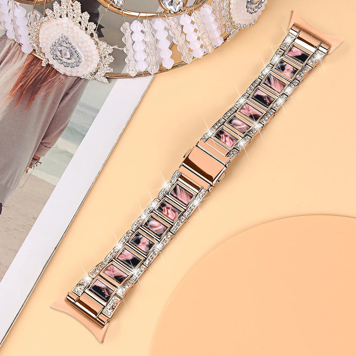 Google Pixel Watch 5, 4 & 3 41mm Resin Inlay Link Bracelet Band