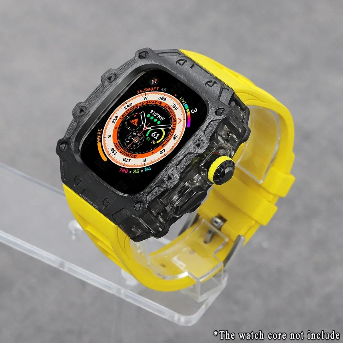 Luxury Modification Kit for Apple Watch Ultra 2/1 49MM – Stainless Steel Case & Rubber Strap