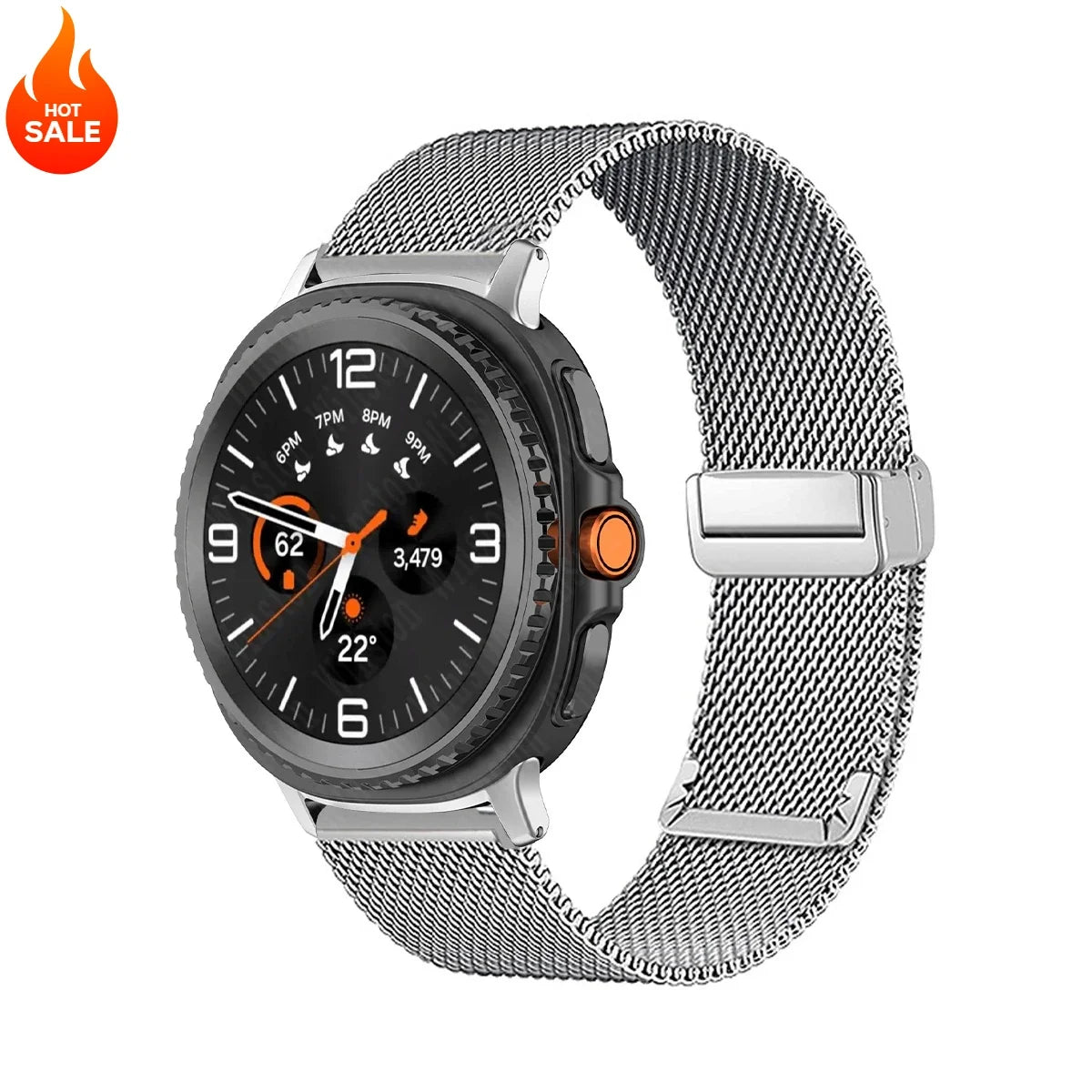 Mesh Magnetic Band for Samsung Galaxy Watch 8 & 9 / 8 Classic / Ultra 47mm – Stainless Steel
