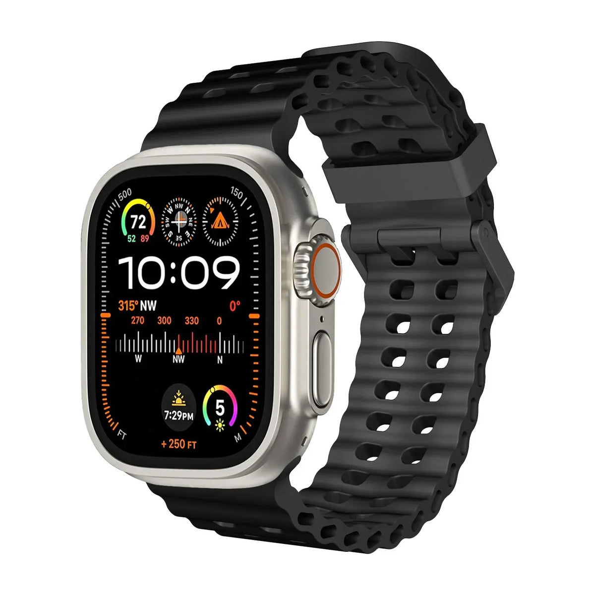 Ocean Sport Silicone Strap for Apple Watch Ultra 1/2/3 49mm – Series 11/10/9/8/7/6/SE/5 46/45/44/42mm