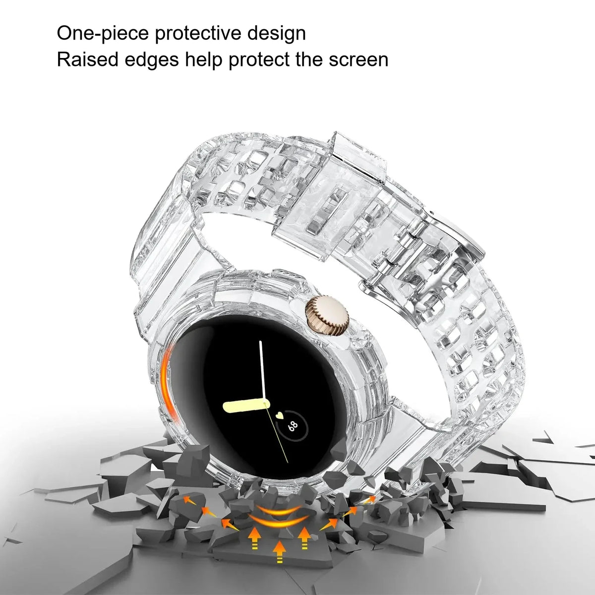 Google Pixel Watch 3, 2 & 1 41mm Clear TPU Band with Built-In Case