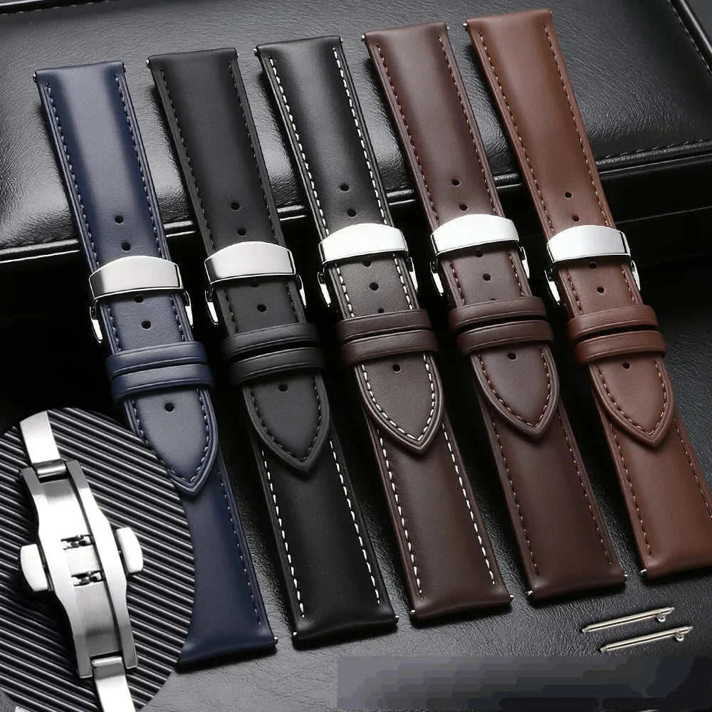 TicWatch Pro 3, E3 & GTH Leather Band with Butterfly Clasp