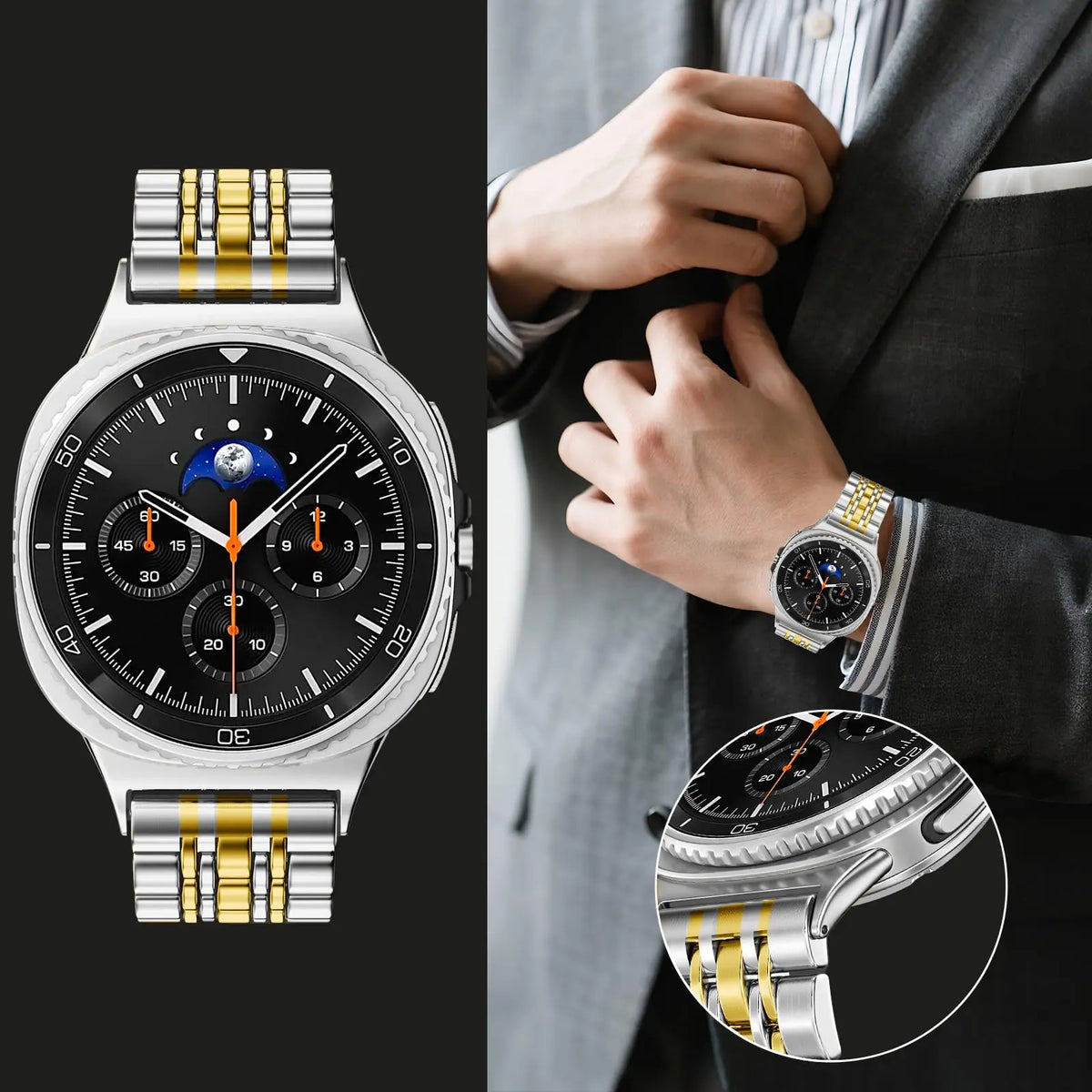 Stainless Steel Band for Samsung Galaxy Watch 8 40mm 44mm, 8 Classic 46mm & Ultra 47mm