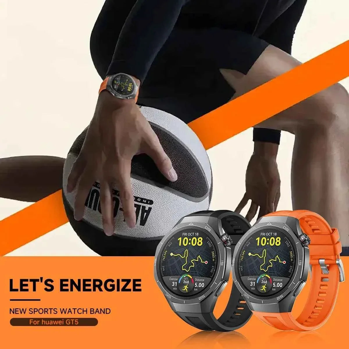 22MM Silicone Sport Band for Huawei Watch GT5 / GT5 Pro / GT4 / GT3 / GT2 46mm & Redmi Watch 5 / 3