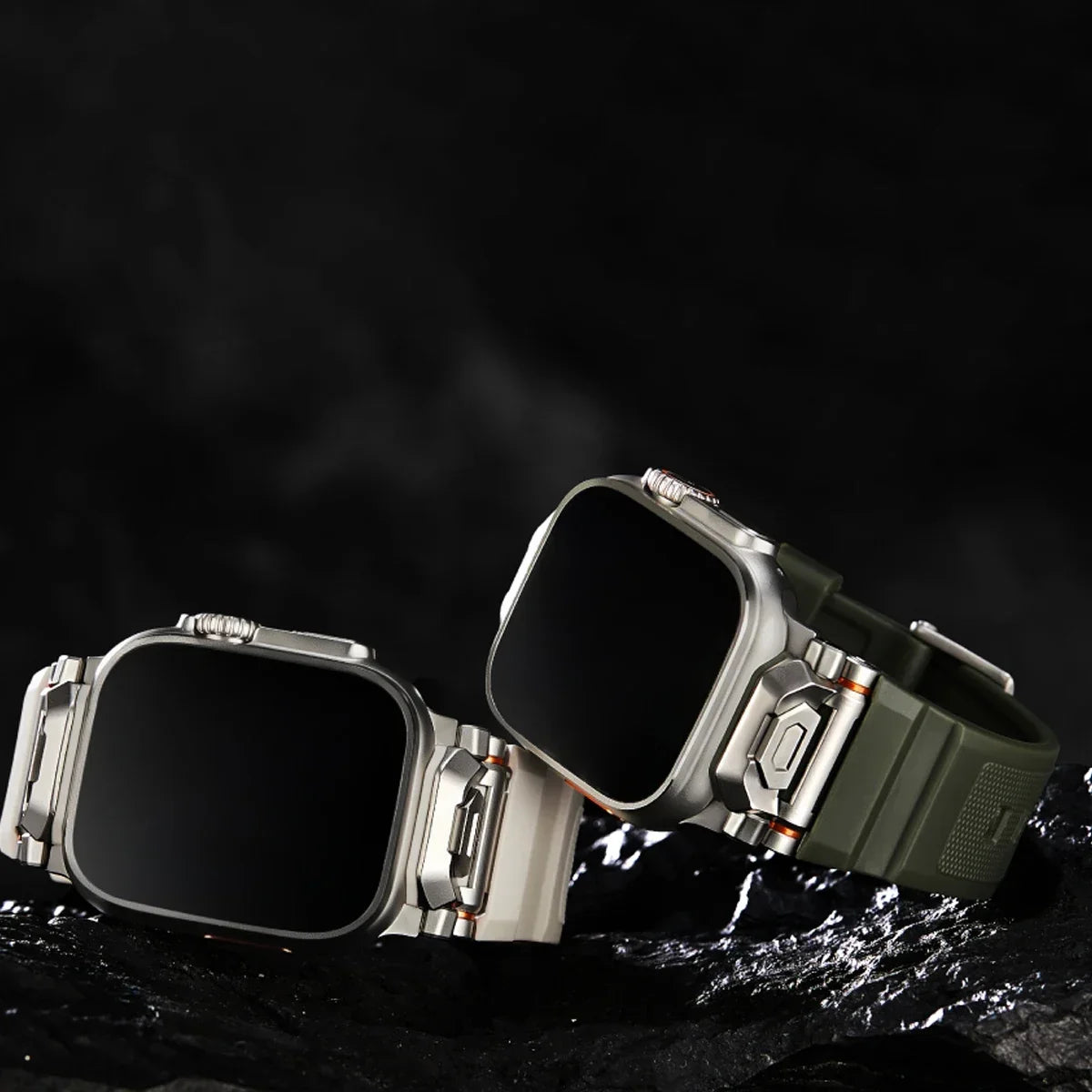 Sport Silicone Apple Watch Band – Titanium Finish | Series 11/10/9/8/7/6/SE & Ultra 1/2/3 | 42–49mm