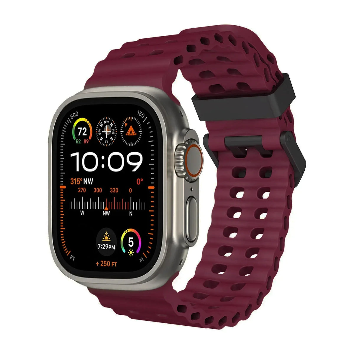 Ocean Sport Silicone Strap for Apple Watch Ultra 1/2/3 49mm – Series 11/10/9/8/7/6/SE/5 46/45/44/42mm