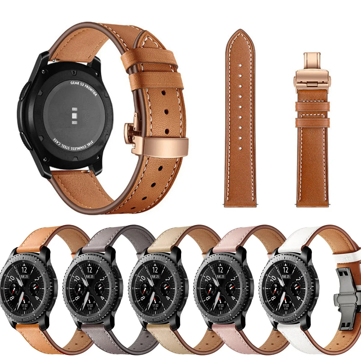 Google Pixel Watch 5, 4 & 3 45mm Leather Band, Butterfly Clasp