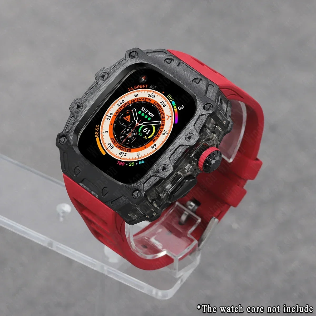 Luxury Modification Kit for Apple Watch Ultra 2/1 49MM – Stainless Steel Case & Rubber Strap