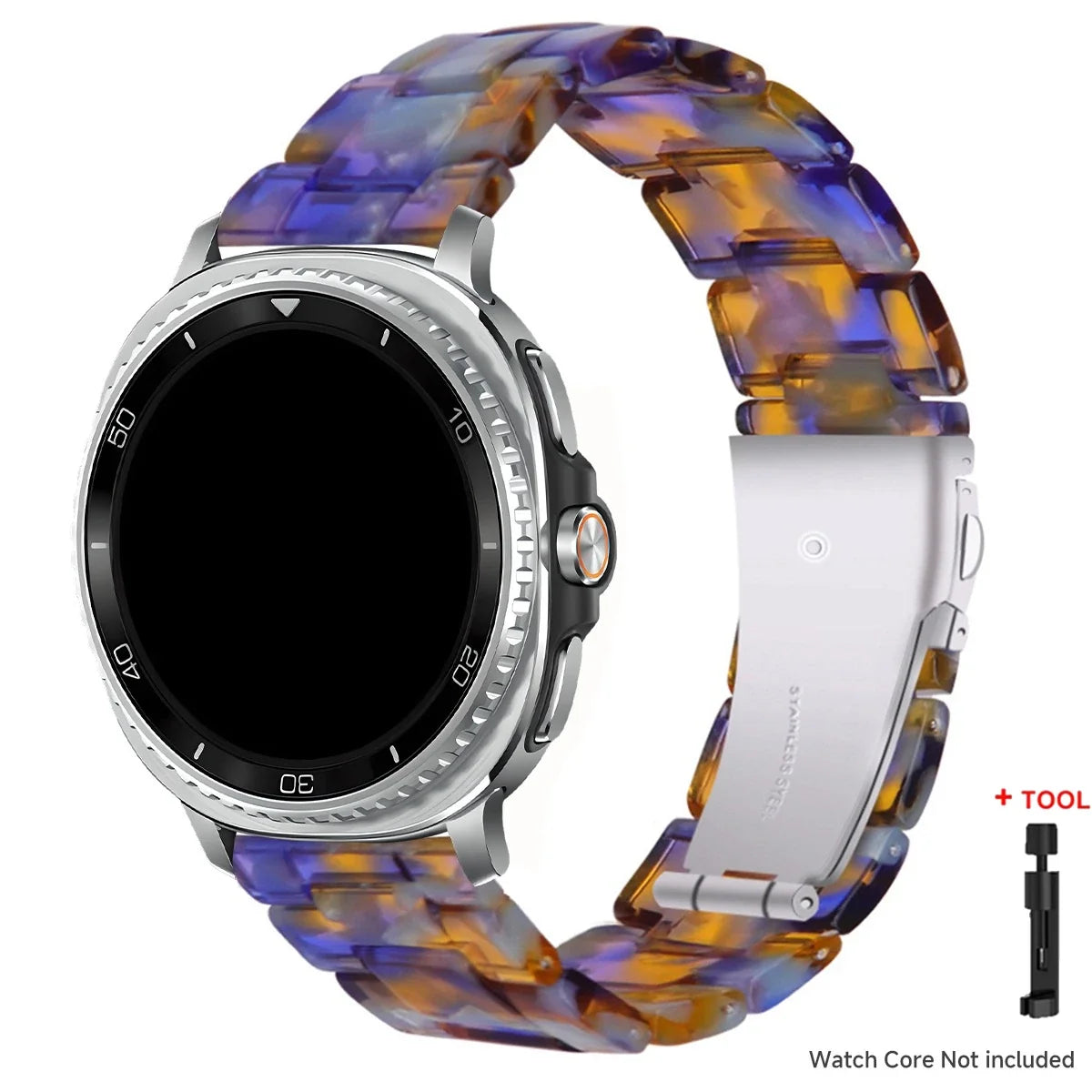 Samsung Galaxy Resin Link Watch Band - Tortoise Women Watch8/Watch8 Classic/Watch9 Ultra/Ultra2