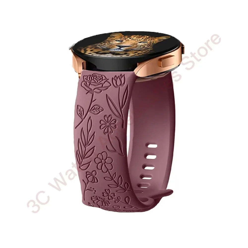 TicWatch Pro 3, E3 & GTH Rose Engraved Silicone Band