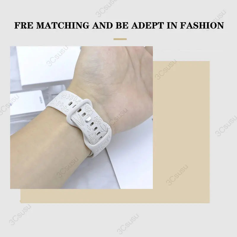 Motorola Moto Watch Rose Engraved Silicone Band