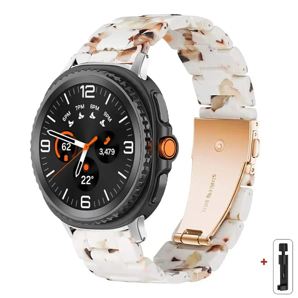 Samsung Galaxy Resin Link Watch Band - Tortoise Women Watch8/Watch8 Classic/Watch9 Ultra/Ultra2