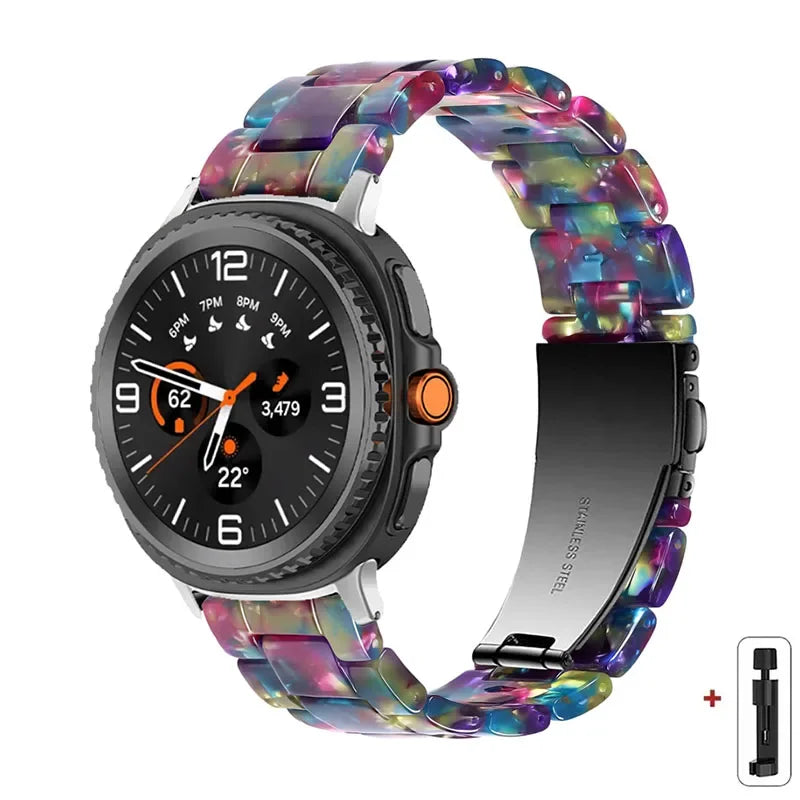 Samsung Galaxy Resin Link Watch Band - Tortoise Women Watch8/Watch8 Classic/Watch9 Ultra/Ultra2