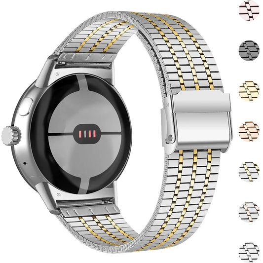Google Pixel Watch 5, 4 & 3 Seven-Bead Stainless Steel Link Band