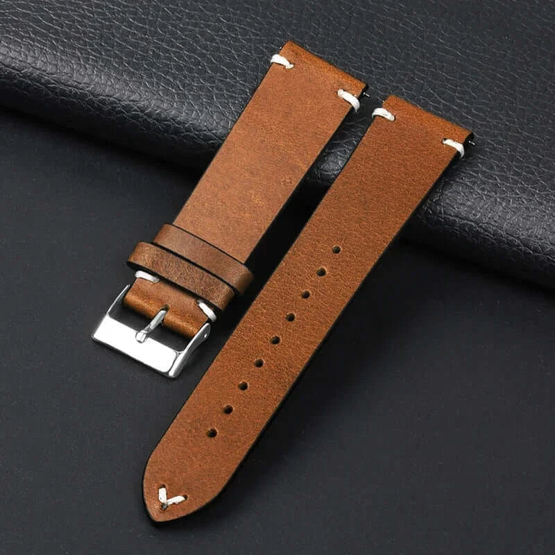 Amazfit Balance, GTR, GTS & Bip Waxed Leather Band, Accent Stitches
