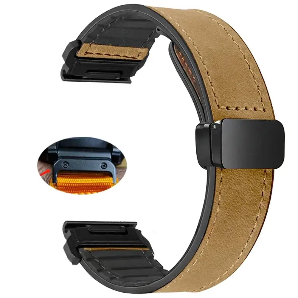 Garmin QuickFit 20/22/26mm Leather-Look Band with Magnetic Clasp