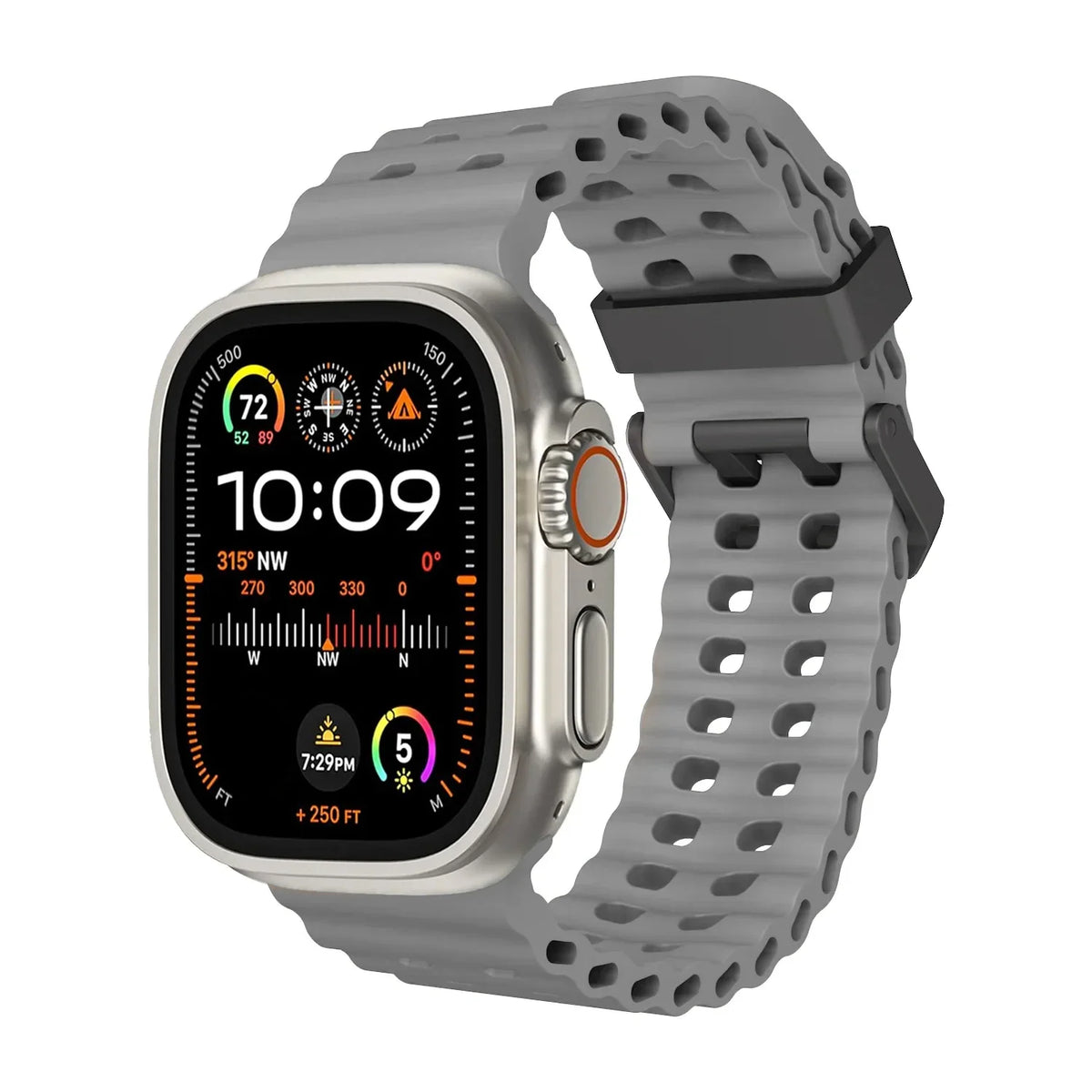 Ocean Sport Silicone Strap for Apple Watch Ultra 1/2/3 49mm – Series 11/10/9/8/7/6/SE/5 46/45/44/42mm