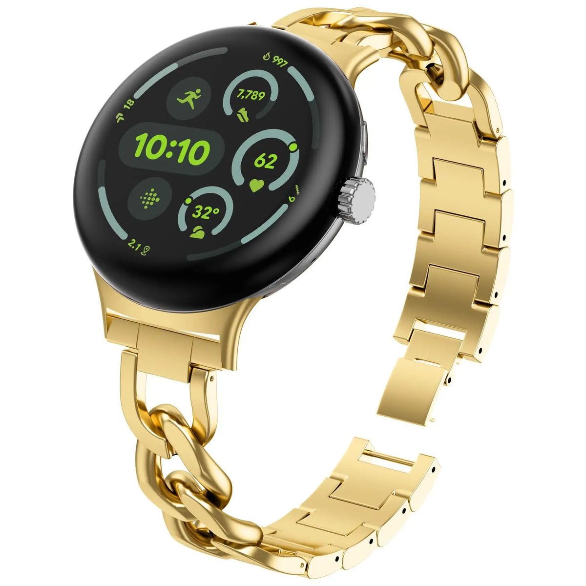 Google Pixel Watch 5, 4 & 3 Chain Link Stainless Steel Band