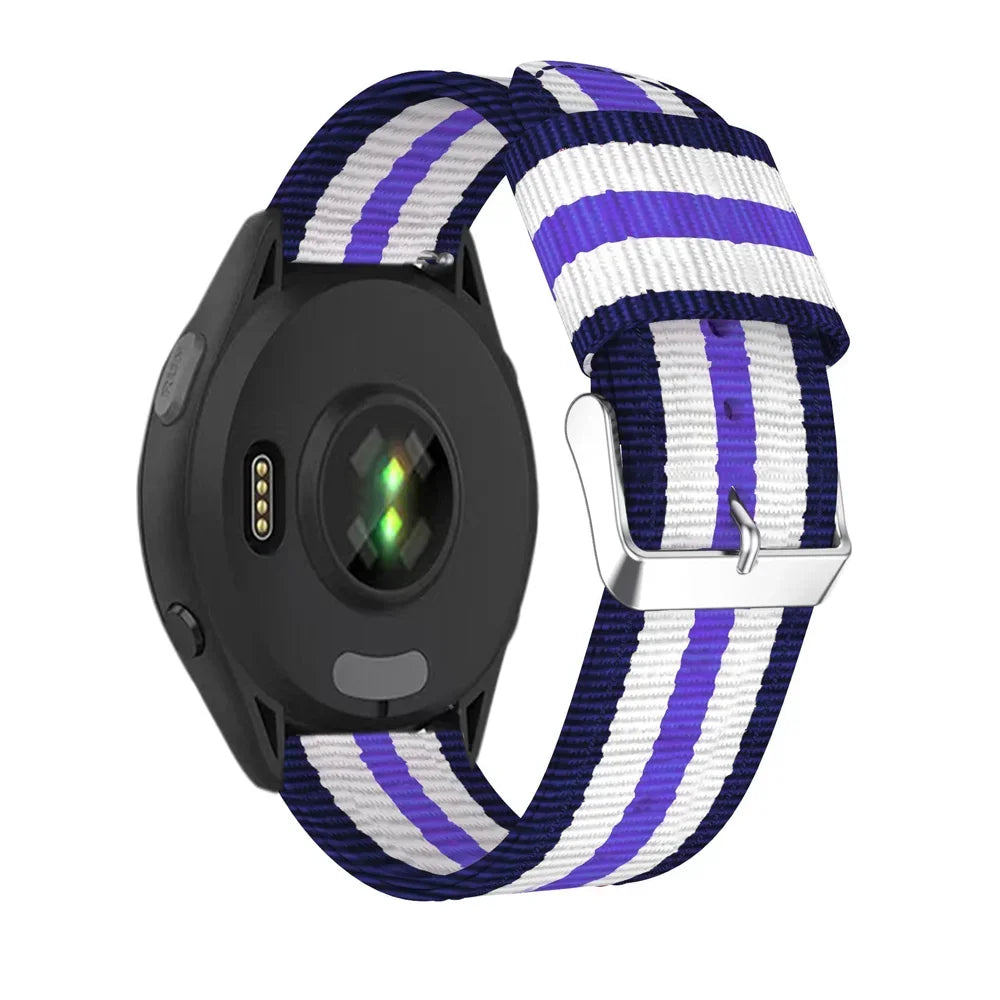 Garmin 20/22mm Quick Release Striped Canvas Nylon Band