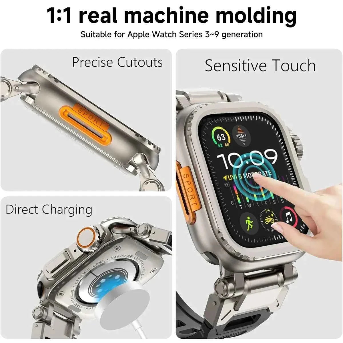 Metal Alloy Protective Case for Apple Watch Series 4–12, SE, and Ultra 1/2/3/4