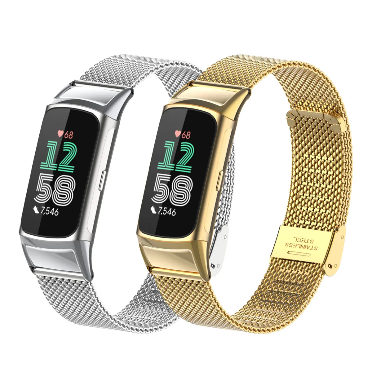 Fitbit Charge 5 & 6 Stainless Steel Mesh Band with Clasp