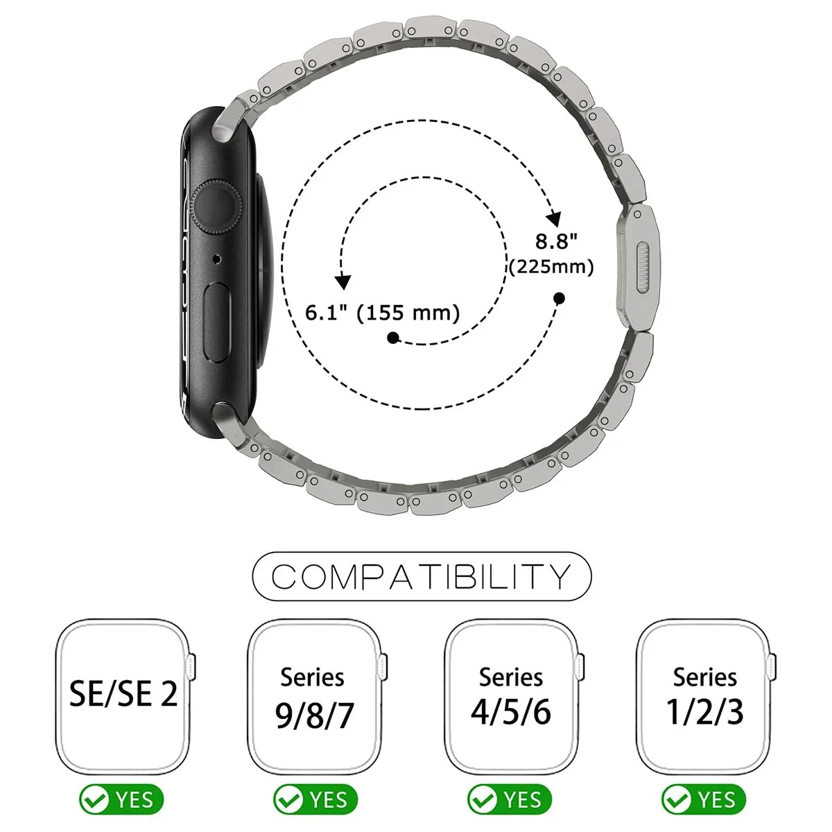 Titanium Magnetic Band for Apple Watch Ultra 1/2/3/4 49mm | Series 10/11/12 42/44/45/46mm