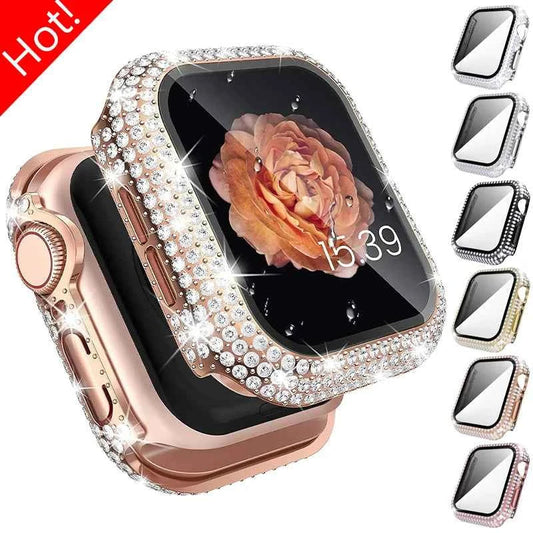 Rhinestone Apple Watch Case with Screen Protector, Series 1-11 & SE