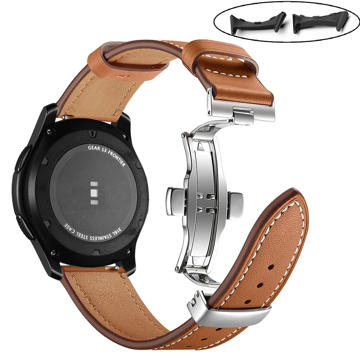 Google Pixel Watch 5, 4 & 3 45mm Leather Band, Butterfly Clasp