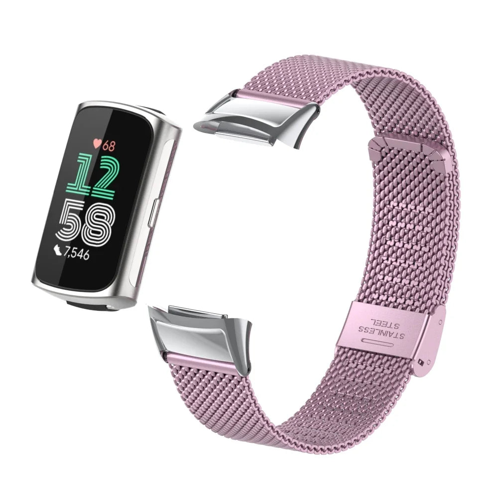 Fitbit Charge 5 & 6 Stainless Steel Mesh Band with Clasp