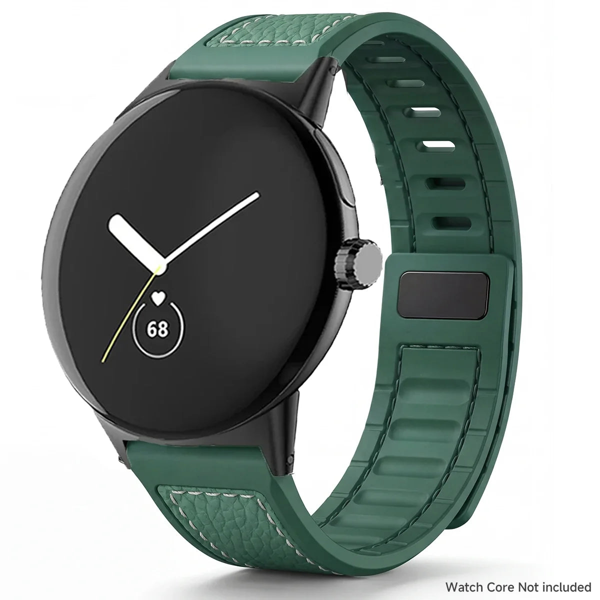 Google Pixel Watch 5, 4 & 3 45mm Litchi Leather Magnetic Band