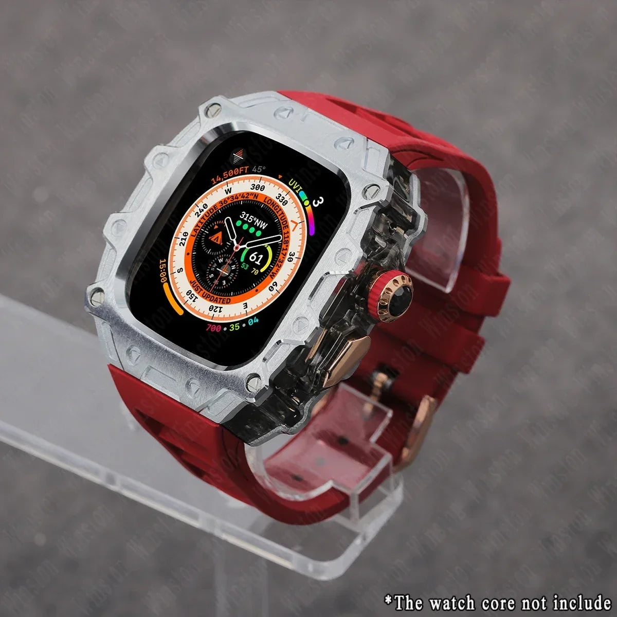 Luxury Modification Kit for Apple Watch Ultra 2/1 49MM – Stainless Steel Case & Rubber Strap