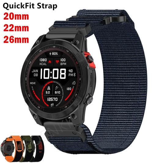 Garmin QuickFit 20/22/26mm Braided Nylon Hook-and-Loop Band
