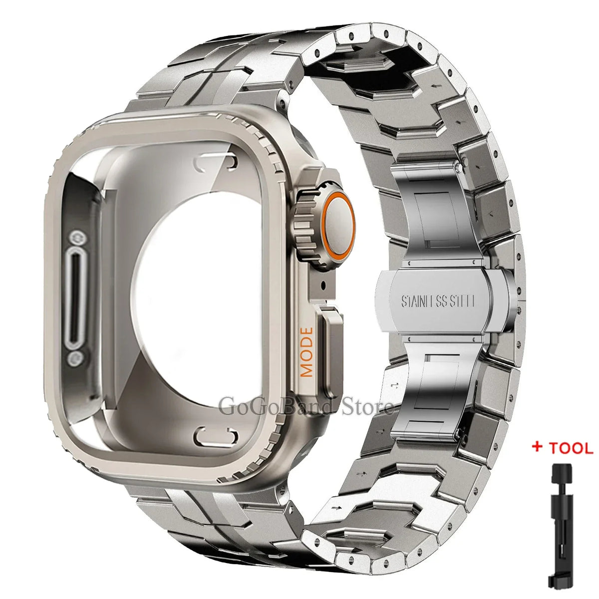 Metal Case + Stainless Steel Band for Apple Watch – Ultra 1/2 & Series 10/9/8/7/6/SE | 42–49mm